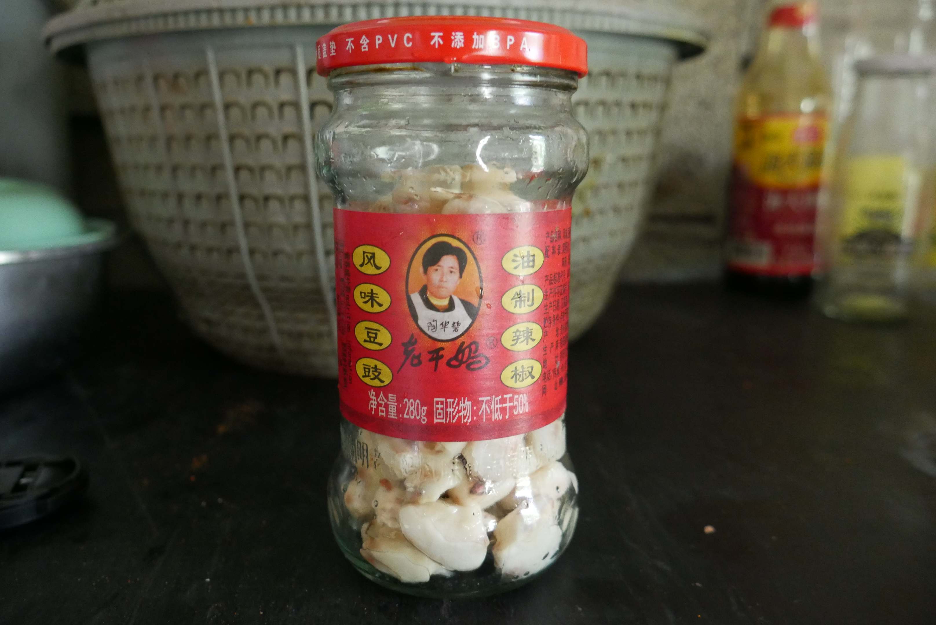 Fermenting cacao pods in a jar