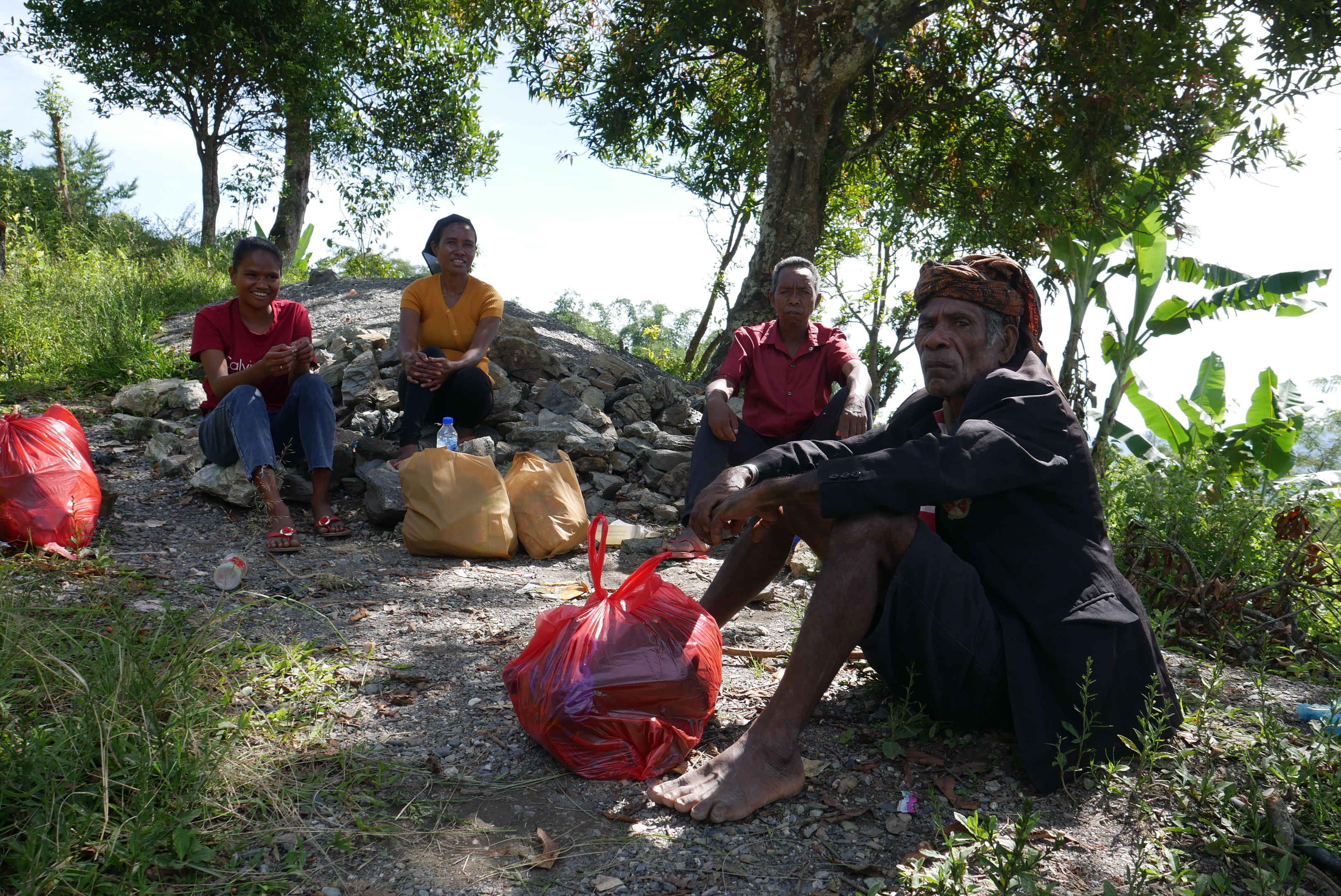People coming back from the market